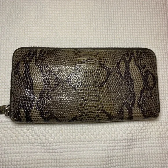 Tumi Snakeskin Pattern Zip Wallet - Picture 3 of 11